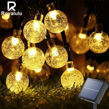 Светодиодные фонари Royalulu Crystal Solar Наружные гирлянды для сада, двора, дома, свадебные Рождественские украшения, солнечные лампы 1