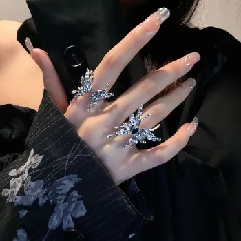 Цельнокроеное женское модное Милое кольцо с бабочкой на открытом пальце, индивидуальное кольцо с насекомым для девочки, ювелирные изделия 19