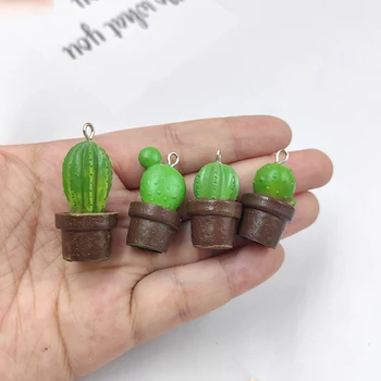 10шт кавайных 3D-талисманов с растениями Какус для изготовления ювелирных изделий, подвески из смолы Kawaii, серьги-брелки 