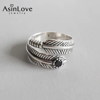 AsinLove Винтажное кольцо с пером из настоящего стерлингового серебра 925 пробы, популярные креативные дизайнерские ювелирные кольца ручной работы для женщин в подарок 22