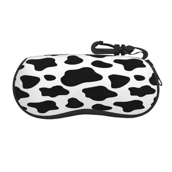 Футляр для очков Мягкая сумка для очков с черно-белым рисунком коровы, переносная коробка для солнцезащитных очков, сумка для очков 13