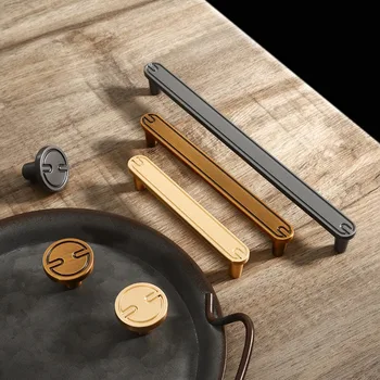 Новые Мебельные ручки в китайском стиле, золотые, с расстоянием между отверстиями 96-192 мм, ручки для шкафов и выдвижных ящиков, кухонные Полезные аксессуары