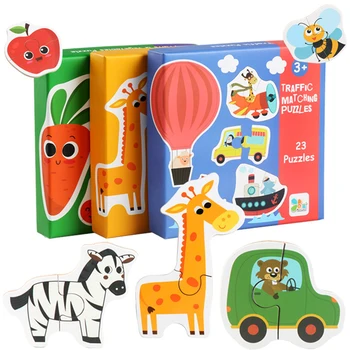 Деревянные пазлы Монтессори для малышей, игрушки Монтессори для малышей, детские 3D-пазлы, обучающие игрушки для фруктов, овощей и животных 13