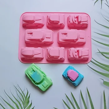 Автомобильная силиконовая форма для выпечки, 3D автоматическая форма для мыла, свечи, лоток для кубиков льда, Инструменты для украшения торта на День рождения для детей, Кекс 12