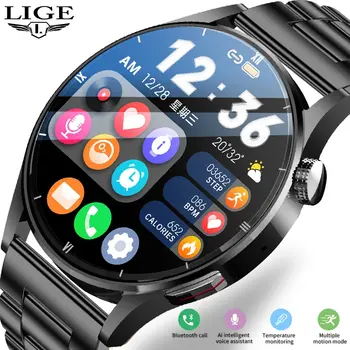 Мужские смарт-часы LIGE с полным сенсорным экраном, спортивные часы для фитнеса, мужские IP67, водонепроницаемые Bluetooth для Android IOS, умные часы для мужчин 13