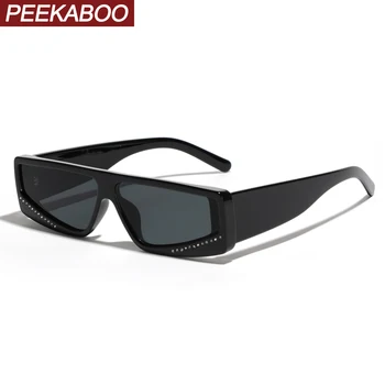 Солнцезащитные очки Peekaboo в большой оправе с квадратными стеклами для мужчин, зеленые, черные, модные солнцезащитные очки с кошачьим глазом для женщин, украшенные стразами uv400 22