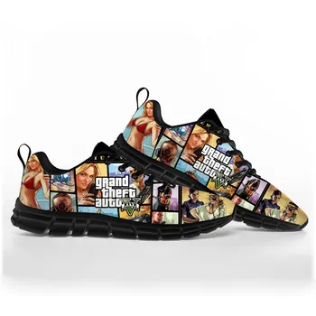 Аниме Мультфильм Grand Theft Auto GTA V 5 Спортивная обувь Мужская Женская Подростковая Детская Кроссовки Повседневная Качественная Парная обувь на заказ
