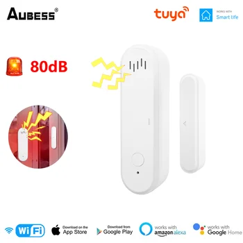 Aubess WiFi Smart Door Window Sensor 80dB Звуковая визуальная сигнализация Tuya Smart Home Security Protection работает с Alexa Google Home 11