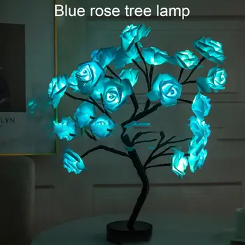 Голубая роза, светодиодная лампа на дереве, сказочная лампа на дереве, настольная лампа для дома 18