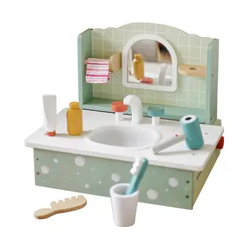 Раковина для ванной комнаты с игрушкой, туалетные принадлежности для ванной комнаты, игрушка для тщеславия, ролевые игры с зеркалом для детей, подарки для малышей 12