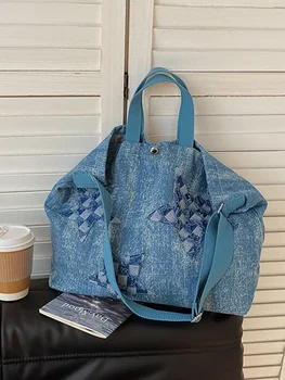 Повседневная мягкая сумка большой емкости, новинка 2023 года, женская сумка, популярная джинсовая сумка-мессенджер, рабочая сумка через плечо 4