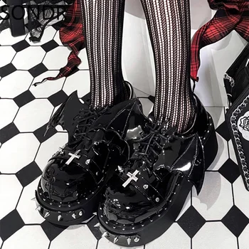 Женские туфли-лодочки в стиле Лолиты с заклепками и пряжкой, туфли-лодочки в готическом стиле в стиле панк, Японская обувь Harajuku, Лианы на платформе и высоком каблуке, Темно-синий JK 22