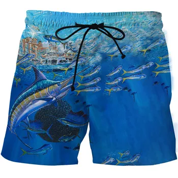 Летние брюки с 3D пейзажем и рыбой, Спортивные пляжные брюки, Анимационная печать, Быстросохнущие мужские брюки для серфинга, фитнес-брюки 2023 20