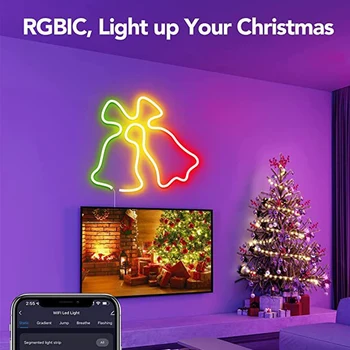 RGB Music Sync Лампа Лента Управление приложением Гибкая Неоновая вывеска Лампа IP65 Водонепроницаемый Гибкий ленточный светильник Пульт дистанционного управления DIY Декор для помещений 21