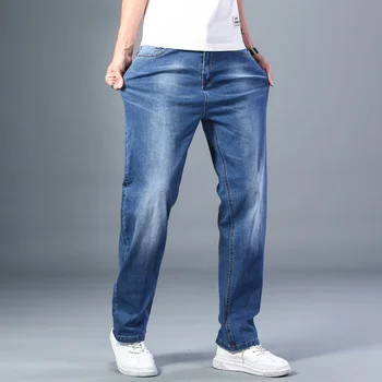 Мужские Тонкие Свободные джинсы с прямыми штанинами, Летний Новый Классический Стиль, Расширенные Эластичные Свободные Брюки, 7 Доступных цветов, Размер 35 42