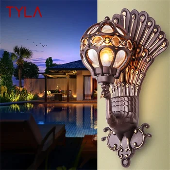 Уличные настенные светильники TYLA в стиле ретро, классические бра с павлиньим абажуром, водонепроницаемые декоративные лампы для дома, виллы