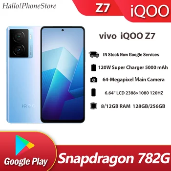 Оригинальный ViVO iQOO Z7 Snapdragon 782G 5G120W Флэш-Зарядное Устройство 5000 мАч 120 Гц Google Play 64-Мегапиксельная Камера IOS НОВЫЙ OTA OriginOS 3 22