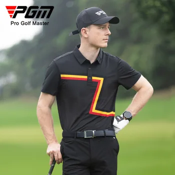 Мужская футболка PGM Golf с короткими рукавами, летний быстросохнущий и дышащий спортивный топ, рубашка-поло, одежда для гольфа, мужская одежда YF579 22
