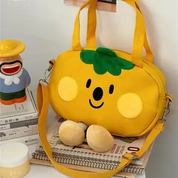 Холщовая студенческая сумка-тоут, японские милые мультяшные сумки-мессенджеры с помидорами для женщин, женская сумка через плечо, кошельки и сумки