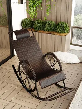 Летнее Складное кресло для отдыха На Балконе, обеденный перерыв, Кресло-качалка для взрослых, Плетеное Плетение, Свободное и легкое Прохладное кресло на открытом воздухе, Ленивый 15