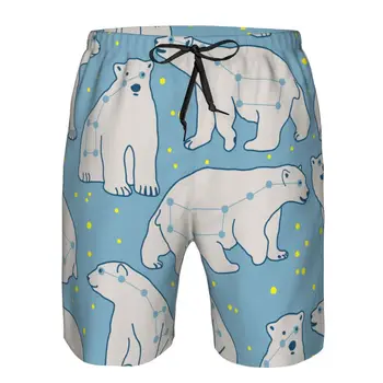 Мужской Пляжный Короткий Быстросохнущий Плавательный Сундук Ursa Minor Polar Bear Swimwear, Шорты Для Купания 15