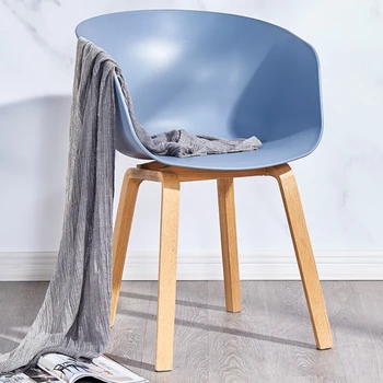 Скандинавский пластиковый обеденный стул Деревянные офисные минималистичные стулья для современной гостиной Синий письменный стол Sillas Cocina Home Furniture A2 1