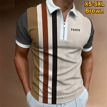 Уличная футболка, Летняя Мужская Рубашка Поло с 3D Принтом, Высококачественная Мужская Повседневная Рубашка с отворотом на молнии и короткими рукавами XS-8XL 10