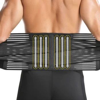Бандаж для спины для облегчения боли в пояснице с 6 пружинами, Пояс для поддержки спины для работы с женщинами и Мужчинами, Дышащий Поясничный отдел