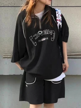 Спортивный комплект для гольфа, женская летняя футболка с коротким рукавом в стиле колледжа, шорты, Корейский свободный модный тренд, повседневный комплект из двух предметов 20