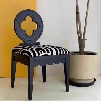 Стул с акцентом в стиле ретро, обеденный стул из массива дерева, простые стулья с акцентом для мебели для гостиной, стул для домашнего ресторана 5