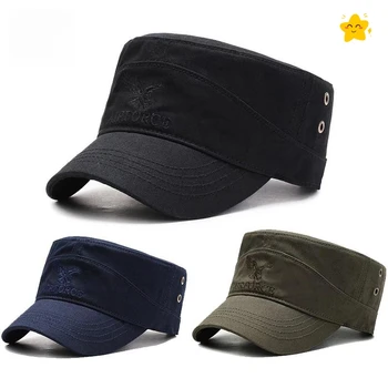военная шляпа уличная модная однотонная кепка с плоским верхом и буквенной вышивкой, размер 56-60, военная кепка для мужчин, мужская солнцезащитная шляпа 1