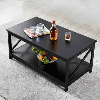 Журнальный столик Мебель для гостиной Стол с полкой для хранения, черная мебель для гостиной