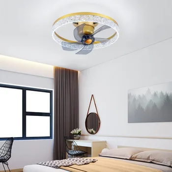 Потолочный вентилятор со светодиодной лампой Nordic Crystal на 6 скоростей в спальне Потолочный вентилятор постоянного тока с дистанционным управлением от приложения Потолочный вентилятор с осветительным прибором Shake