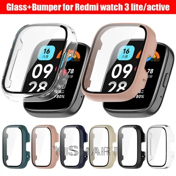Стекло + чехол-бампер для Redmi Watch 3 Active Защитная пленка с полным покрытием для Redmi Watch 3 Lite Защитный чехол 18