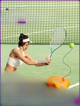 Тренажер для тенниса с однолинейным отскоком для начинающих, предназначенный для самостоятельной тренировки 22