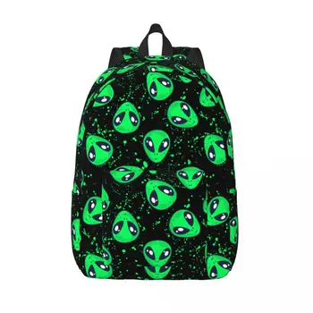 Зеленый рюкзак с инопланетянами для детского сада, ученика начальной школы, Инопланетяне, НЛО, сумка для книг, Мальчик, девочка, Детский холщовый рюкзак, подарок 8
