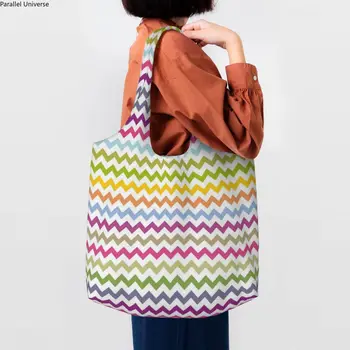 Цветные сумки для продуктовых покупок в стиле Home Zigzag Art, холщовая сумка-тоут, большая вместимость, прочная современная сумка в богемном стиле, подарок 21