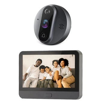 Смарт-камера Tuya 1080P Wifi дверной звонок, глазок, пластиковая 4,3-дюймовая инфракрасная камера PIR FHD для Alexa Google 18