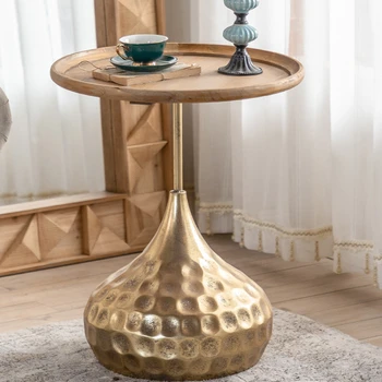 Маленький круглый столик из кованого железа в американском стиле в стиле ретро, украшение гостиной, маленький журнальный столик, журнальный столик на домашнем балконе 21