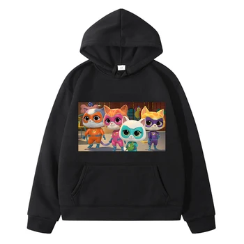 Флисовая толстовка Super Kitties, детская одежда, толстовка с аниме для девочек, y2k sudadera, пуловер для мальчиков, осенняя повседневная куртка, детские толстовки 9
