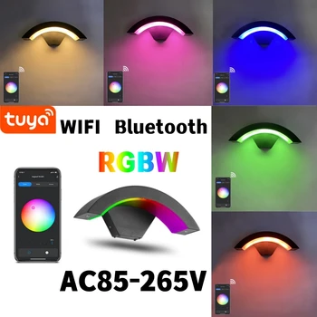 9 Вт RGBW Умный Наружный Настенный Светильник Tuya Wifi Bluetooth App Dimmable IP65 Освещение 18 Вт Белый Теплый Домашний Уличный Крыльцо Светодиодные Фонари 7