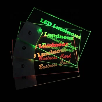 LINLI Новый дизайн Модная Лазерная Информационная Прозрачная Пластиковая Акриловая светодиодная визитная карточка с печатным логотипом