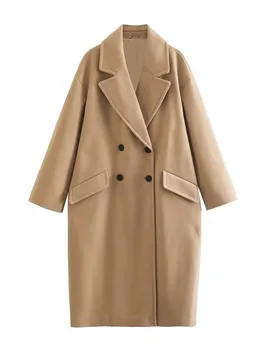 Осень зима женская мужская сплошной пальто Женские средней длины двубортный ветровка женская мода теплый толстый шерстяной пальто 3