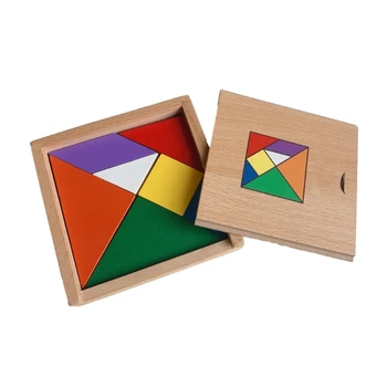 Деревянная игрушка, развивающие подарки, красочная настольная игрушка-головоломка Tangram, игра-стержень с решением для детей 10