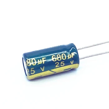 10 шт./лот 25V 680UF Низкий ESR/Импеданс высокочастотный алюминиевый электролитический конденсатор размером 8*16 680UF25V 20% 10