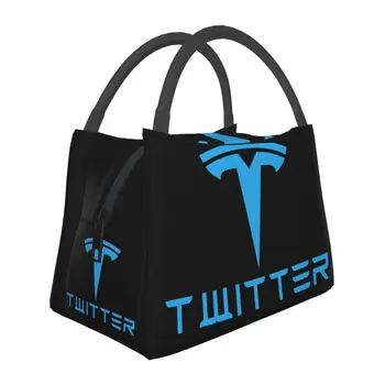 Аксессуары для ланч-боксов с логотипом Tesla Twitter, Портативная Изолированная Оксфордская сумка-холодильник, термос для пикника с холодной едой, ланч-бокс для женщин 1
