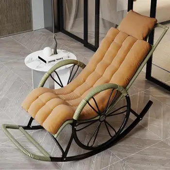 Летнее складное кресло для отдыха на балконе, обеденный перерыв, кресло-качалка для взрослых, плетеное, свободное и легкое, прохладное кресло для ленивых на открытом воздухе 19