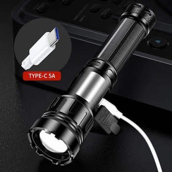 Портативный фонарик XHP50 800LM COB LED наружный фонарь Type-C USB перезаряжаемый IPX4 Водонепроницаемый Походные принадлежности для кемпинга 6