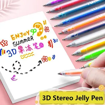 6 шт./компл. Многоцветная 3D Стерео Желейная Ручка 3D Трехмерная Керамическая Металлическая Стеклянная Ручная Бухгалтерская Ручка Highlighter Pen Student 6