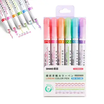 Цветные маркеры, ручки Curves, 6 форм Curves, Цветные ручки для ведения журнала Curves, ассортимент ручек для ведения журнала 6